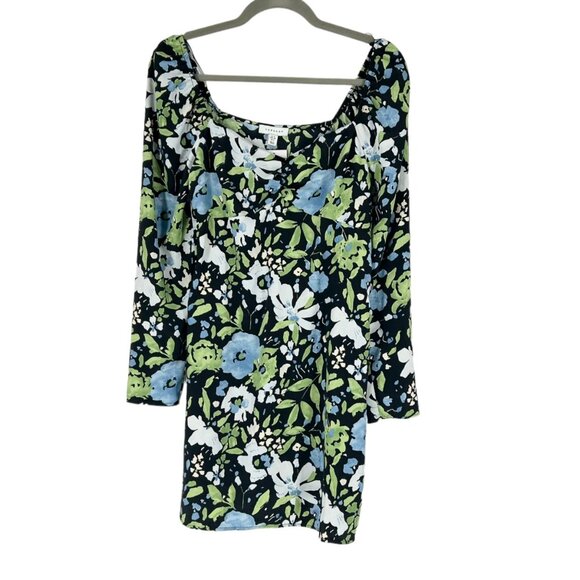 NWT Topshop Floral Mini Tea Dress with Puff Sleeves - Picture 2 of 8